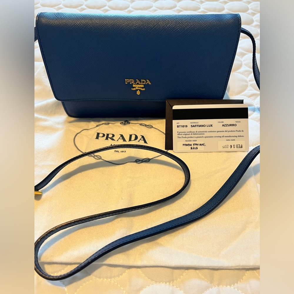 Prada Blue Saffiano Crossbody